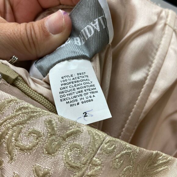 2/$30 David's Bridal 2 Womens Gold Baroque Halter Formal Bridesmaid Dress - Picture 6 of 8